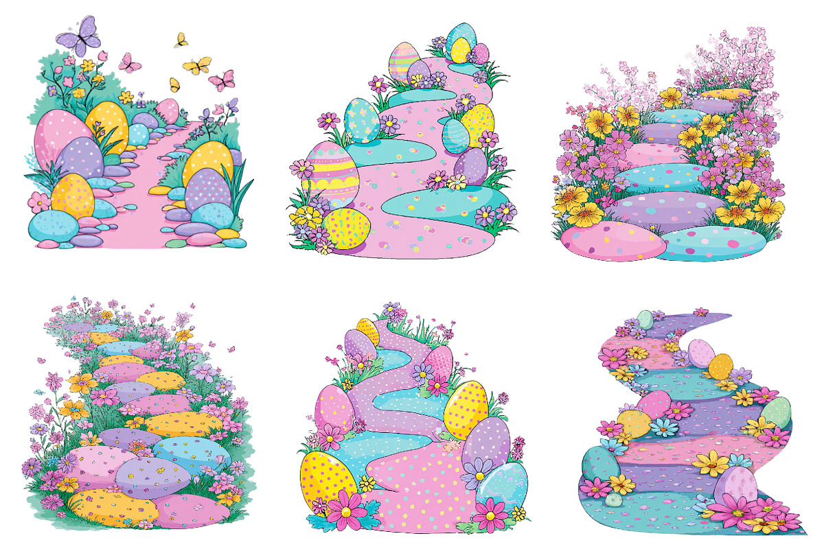 Whimsical Easter Pathway Clipart, an Illustration by Dream Creation (Photo 3 of 7)