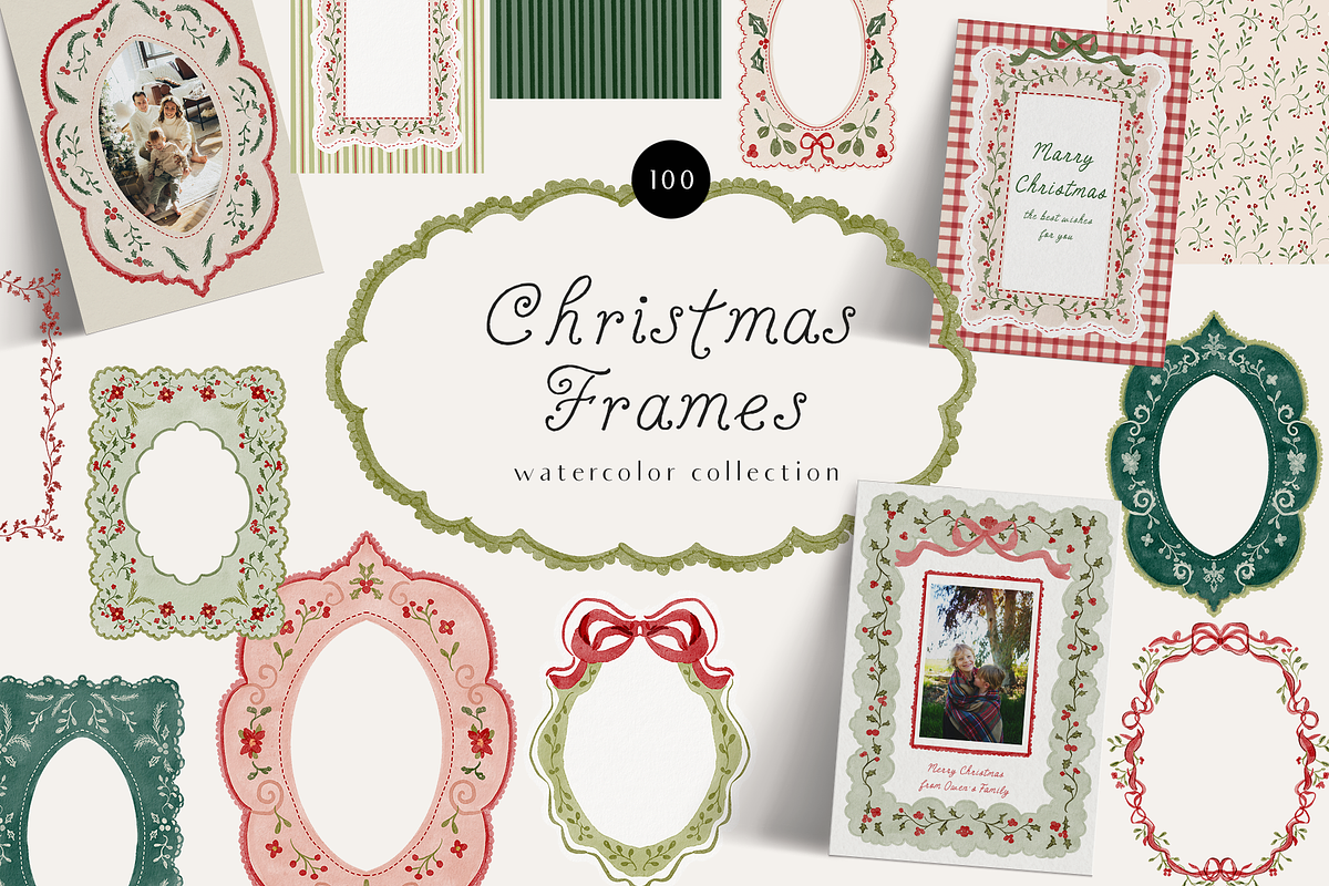 Christmas holiday frames backgrounds, a Background Graphic by Grace Noboa Illustrations (Photo 1 of 13)