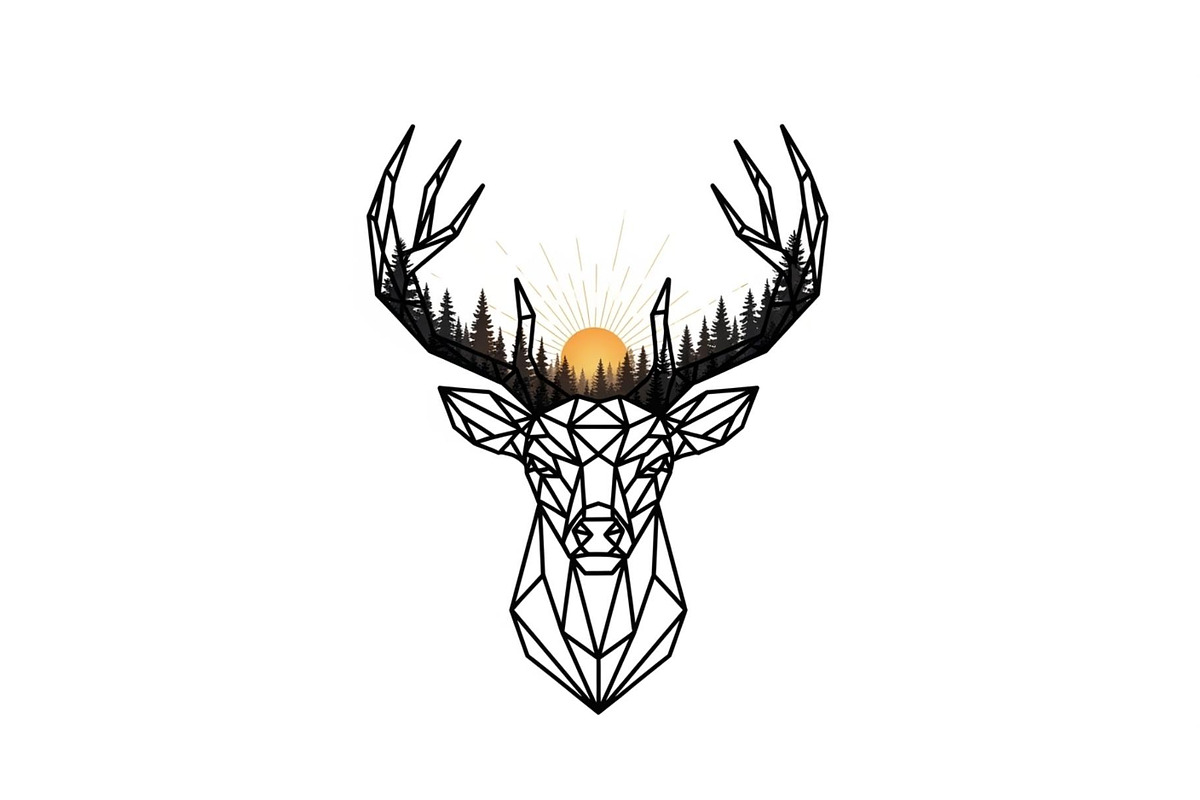 Artistic Geometric Deer Head Bundle, an Illustration by yasushie (Photo 9 of 31)