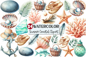 Summer Coastal Serenity Clipart, an Illustration by Rose Art
