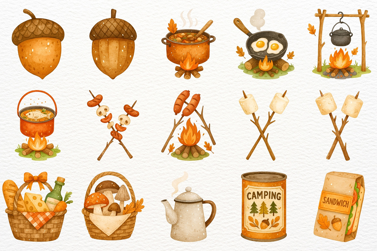 Fall Camping Clipart Woodland Animal, a Seasonal Illustration by SugarCloudStudioArt (Photo 6 of 10)