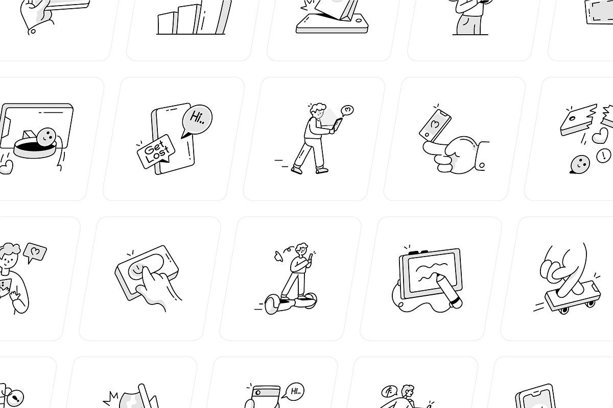 Smartphone Doodle Icons, an Outline Icon by Vectors Market (Photo 7 of 10)