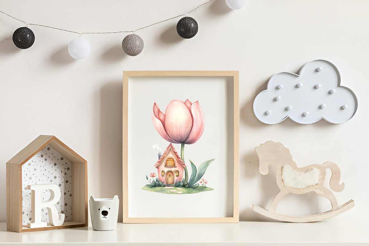 Watercolor Magical Garden Pink Fairi, an Illustration by CreationArt (Photo 7 of 9)