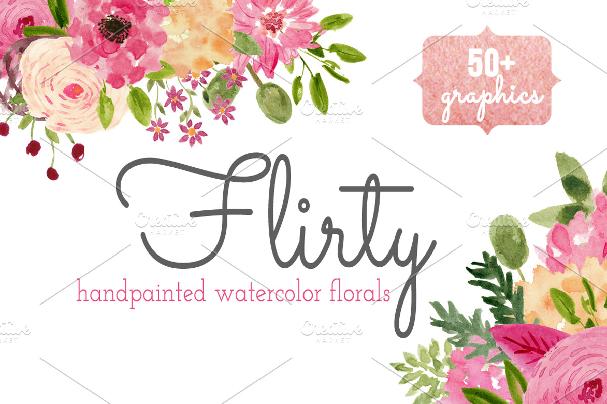 Watercolor Flower Clip Art - Flirty, an Illustration by Prettiful Designs (Photo 1 of 5)