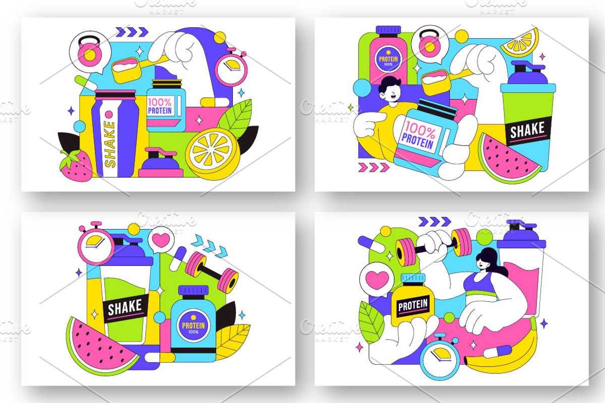 10 Protein Supplements Illustration, a Healthcare Illustration by denayunebgt (Photo 2 of 4)