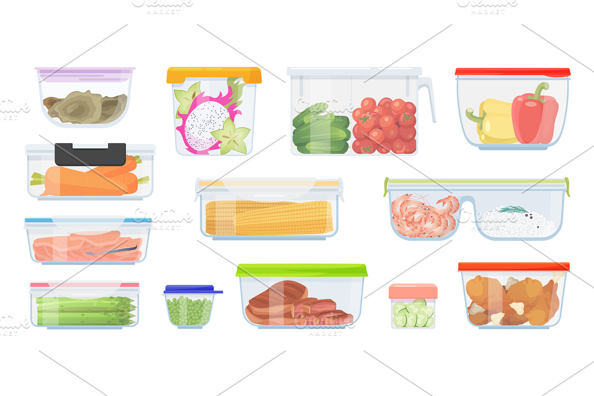 Plastic or glass lunch food storage, a Food Illustration by Lemberg Vector