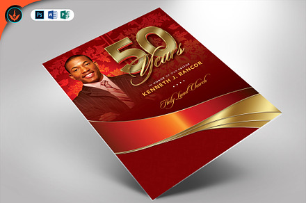Crimson and Gold Pastor Anniversary, a Flyer Template by SeraphimChris