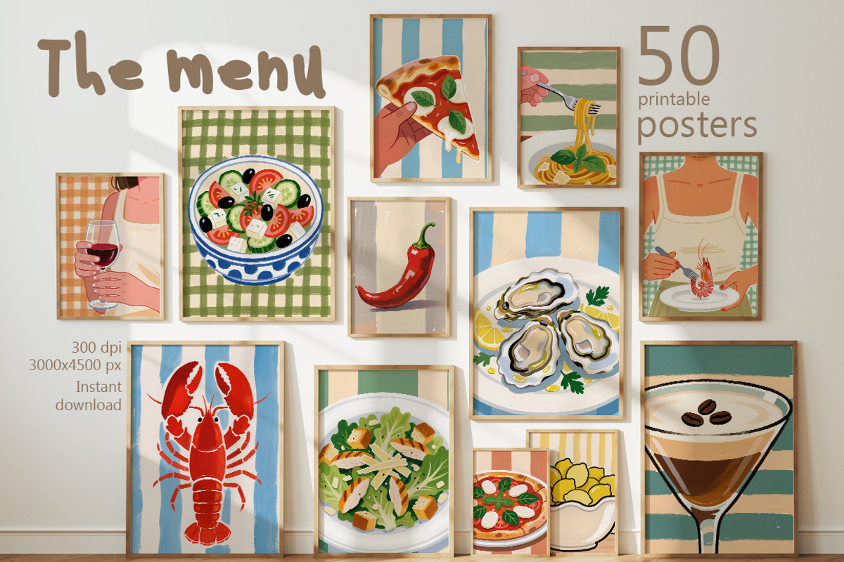 The Menu 50 Food & Drink posters, a Food Illustration by MixedArt (Photo 1 of 15)