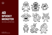 40 Spooky Monster Hand Drawn, an Object Illustration by SLAB! Design (Thumbnail 1 of 3)