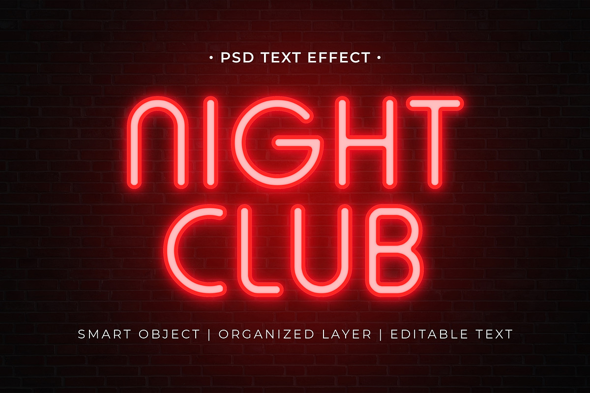 Neon Night Club Text Effect, a Brushes & More by Asofa Studio