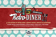Retro Diner Linocuts, an Illustration by WhiteRiverStudio (Thumbnail 1 of 11)