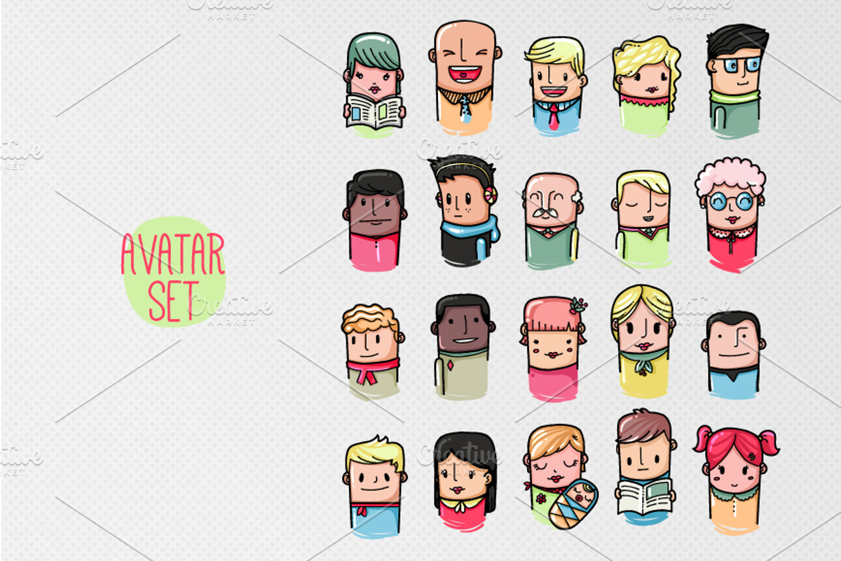 20 x Hand-Made Avatar Set, a Person Illustration by Beatriz Gascón (Photo 1 of 3)