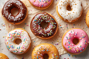 Sweet donuts with cream and sprinkles, a Food & Drink Photo by AlyaAnd