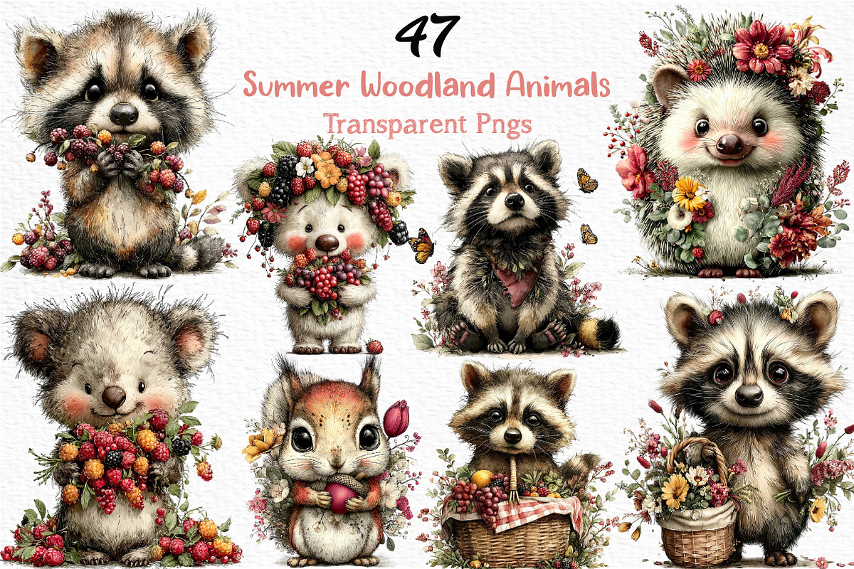 Summer Woodland Animals Clipart, an Illustration by Craft Nest (Photo 1 of 12)