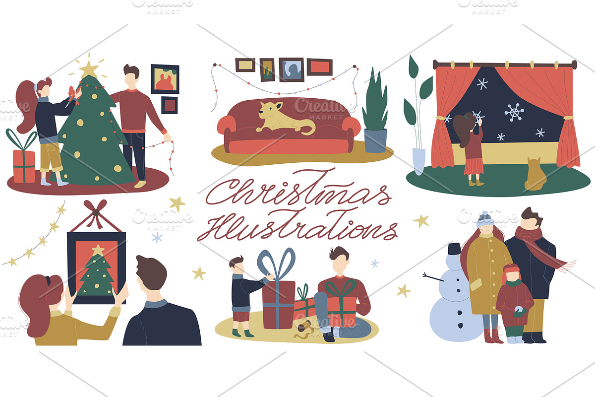 Cartoon Christmas Illustration Set, a Decorative Illustration by Chloe's Illustrations (Photo 1 of 7)