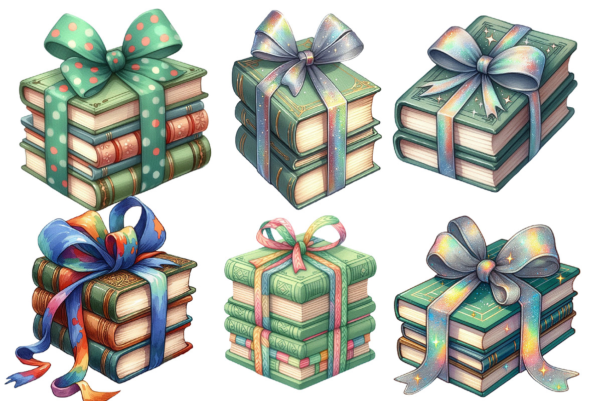 Sage Coquette Bow Book Stack Clipart, an Illustration by Designworld (Photo 2 of 5)