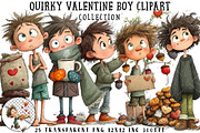 Quirky Valentine Boy Clipart, an Illustration by OK Design (Thumbnail 1 of 6)