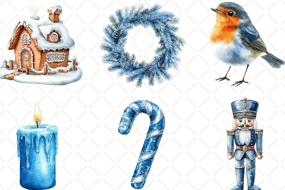 Frosty Christmas Watercolor Clipart, an Illustration by Black Bird Studio (Photo 5 of 6)