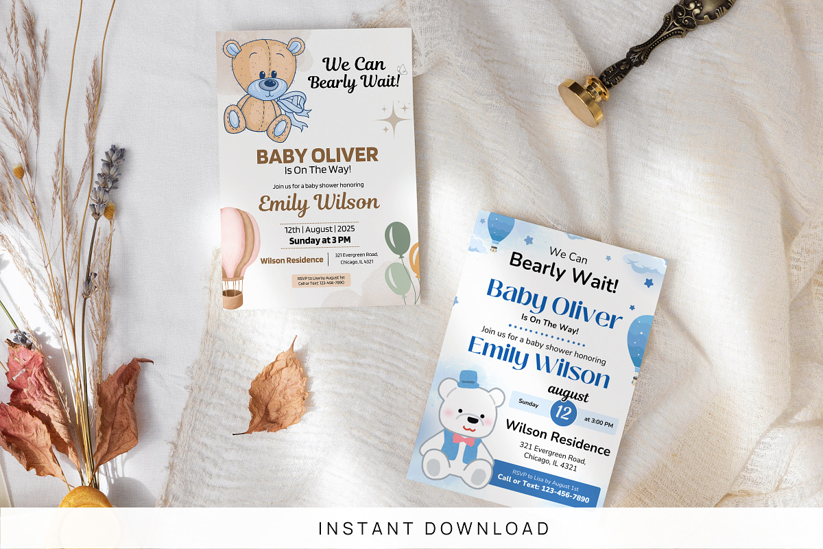 Bear Baby Shower Invitation Template, an Invitation Template by Snapybiz (Photo 1 of 10)
