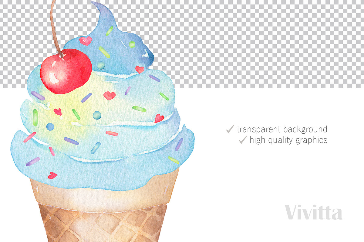 Ice cream watercolor collection, a Food Illustration by Vivitta (Photo 2 of 8)