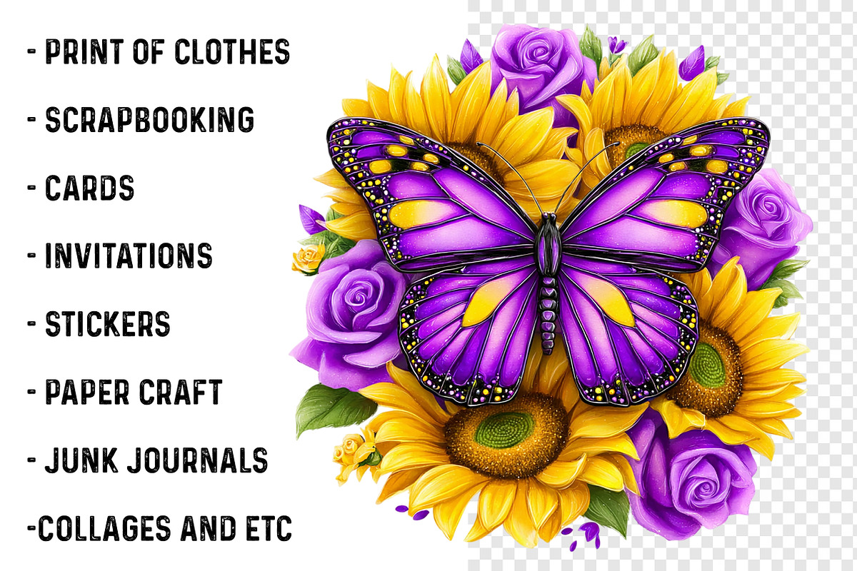 Butterfly Sublimation Clipart, an Illustration by SinaCreation (Photo 2 of 6)