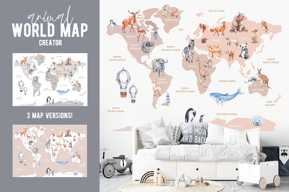 Animal World Map Creator 2, an Animal Illustration by VerAna (Photo 1 of 11)