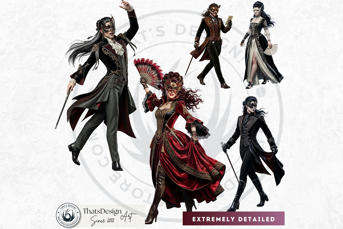 Velvet Mascarade Characters Bundle, a Person Illustration by ThatsDesignArt (Photo 8 of 9)
