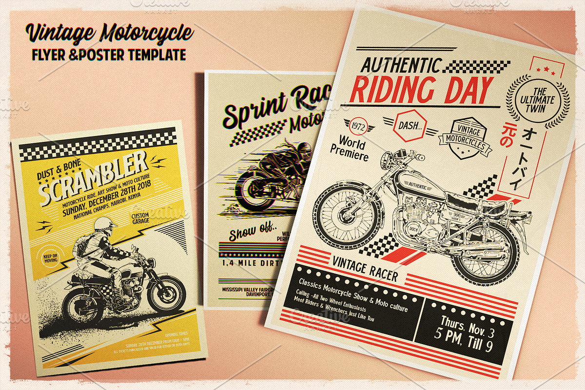 Vintage Motorcycle Flyer & Poster, a Flyer Template by The Design For Co. (Photo 4 of 4)