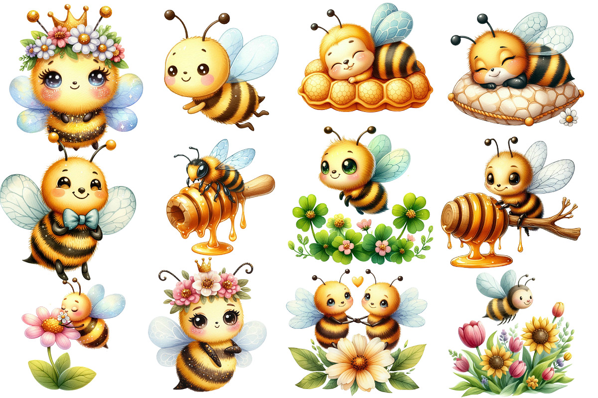 Bee Watercolor Clipart, an Illustration by Designworld (Photo 2 of 5)