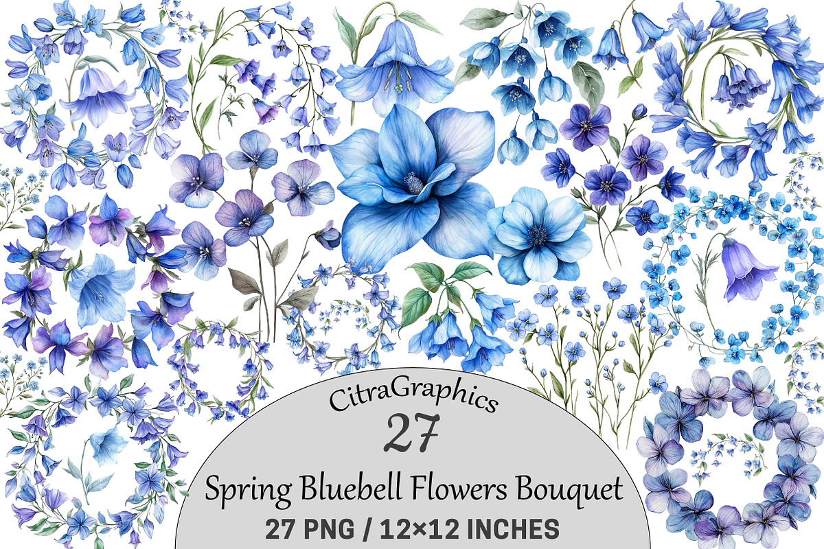 Spring Bluebell Flowers Bouquet, an Illustration by CitraGraphics (Photo 1 of 5)