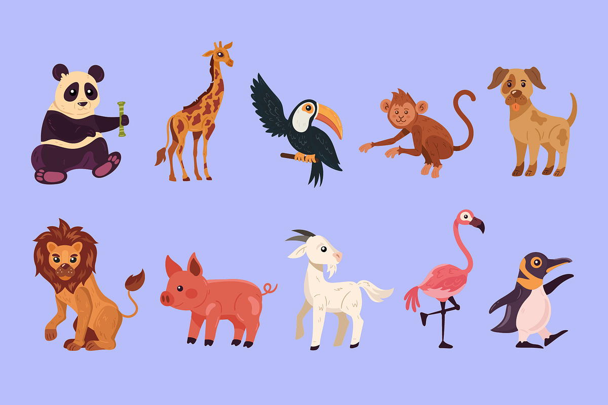 Cute Animals Illustration Set, a Templates & Theme by studiogstock