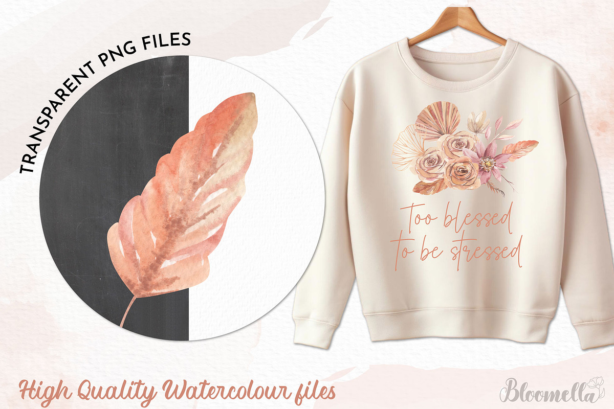 Boho Watercolour Clipart Elements, a Decorative Illustration by Bloomella (Photo 4 of 6)