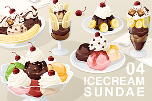 Set of Icecream Sundae 04