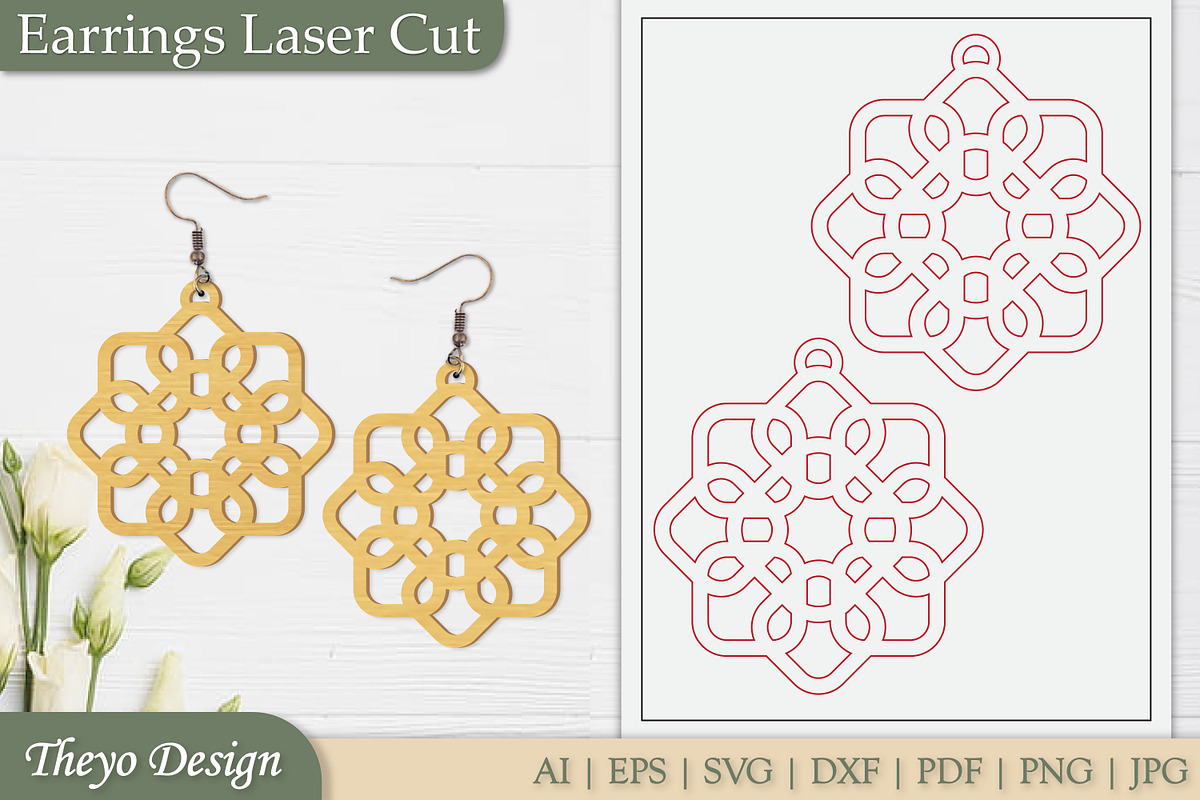 Abstract celtic Earrings Laser Cut, an Illustration by Theyo Design (Photo 4 of 13)