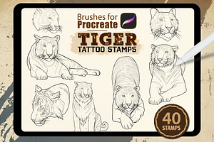 Procreate - Tiger Tattoo Stamps