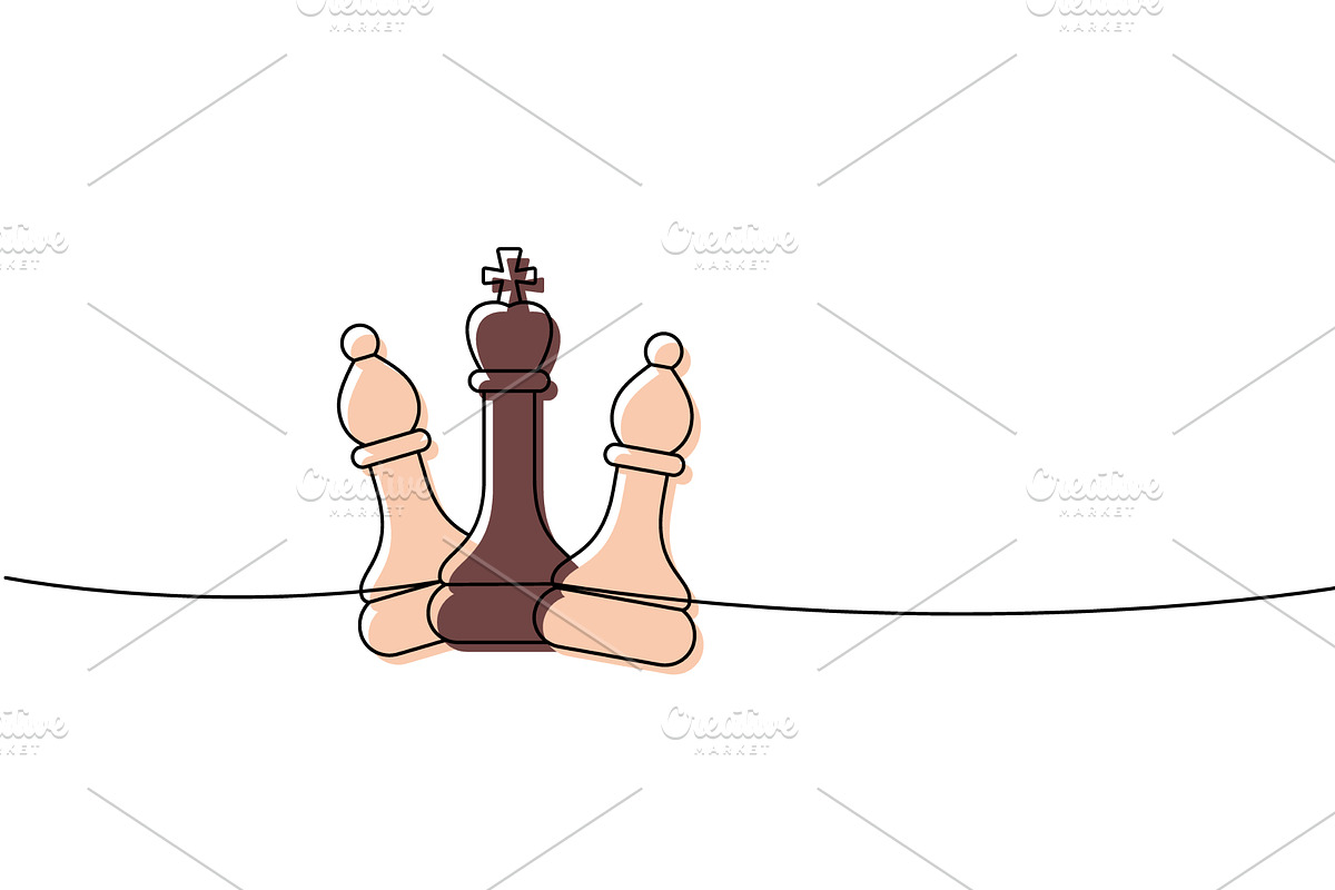 Linear minimalist outline of a chess, an Illustration by GraphiShop