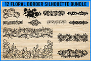 Floral Border Silhouette Bundle, an Object Illustration by Designer_Momina (Thumbnail 1 of 4)