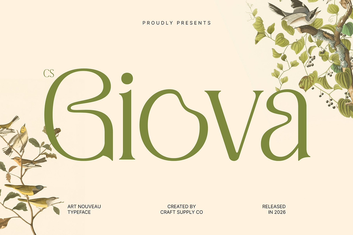 CS Giova – Art Nouveau Font, a Serif Font by Craft Supply Co. (Photo 1 of 8)