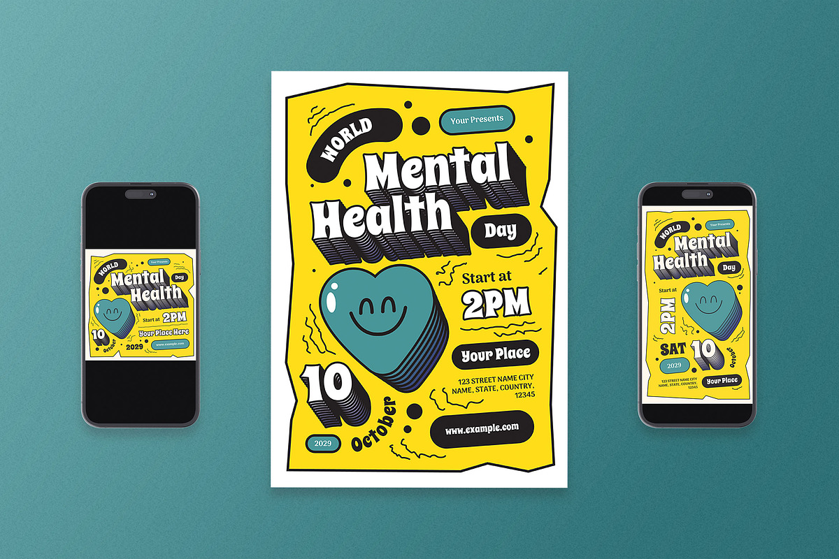 World Mental Health Day Flyer Set, a Flyer Template by Aiyari Graphic (Photo 1 of 3)