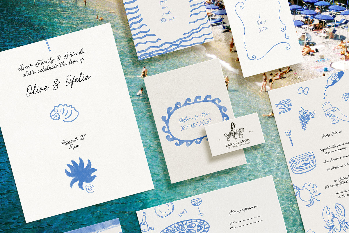 COASTAL BLUE Summer Icons & Frames, an Object Graphic by Lana Elanor (Photo 3 of 9)