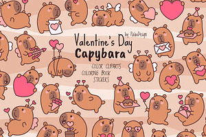 Cute Kawaii Capybaras Valentines Day, an Animal Illustration by Palau
