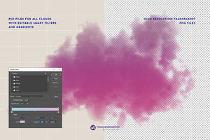 Floating Colorful Clouds PNG/PSD