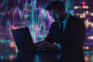 Businessman in formal attire using, a Photo by Pavel_design
