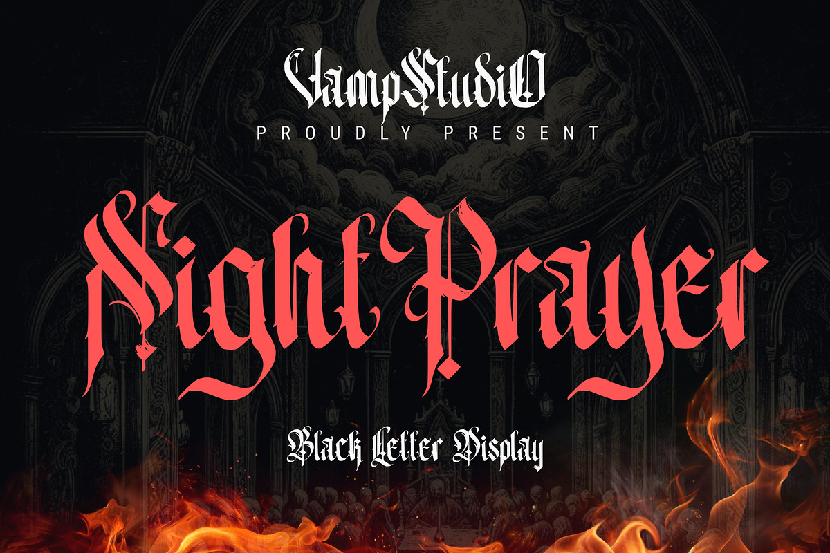 Night Prayer Blackletter Font, a Blackletter Font by Vampstudio (Photo 1 of 13)