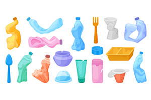 Cartoon plastic waste. Different, an Illustration by Valerie Bodnar