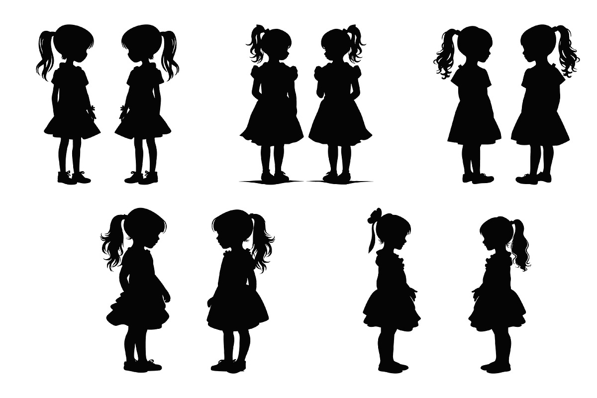 Twin Girls Silhouettes SVG Set, a Person Illustration by Gfx Expert Team (Photo 3 of 3)