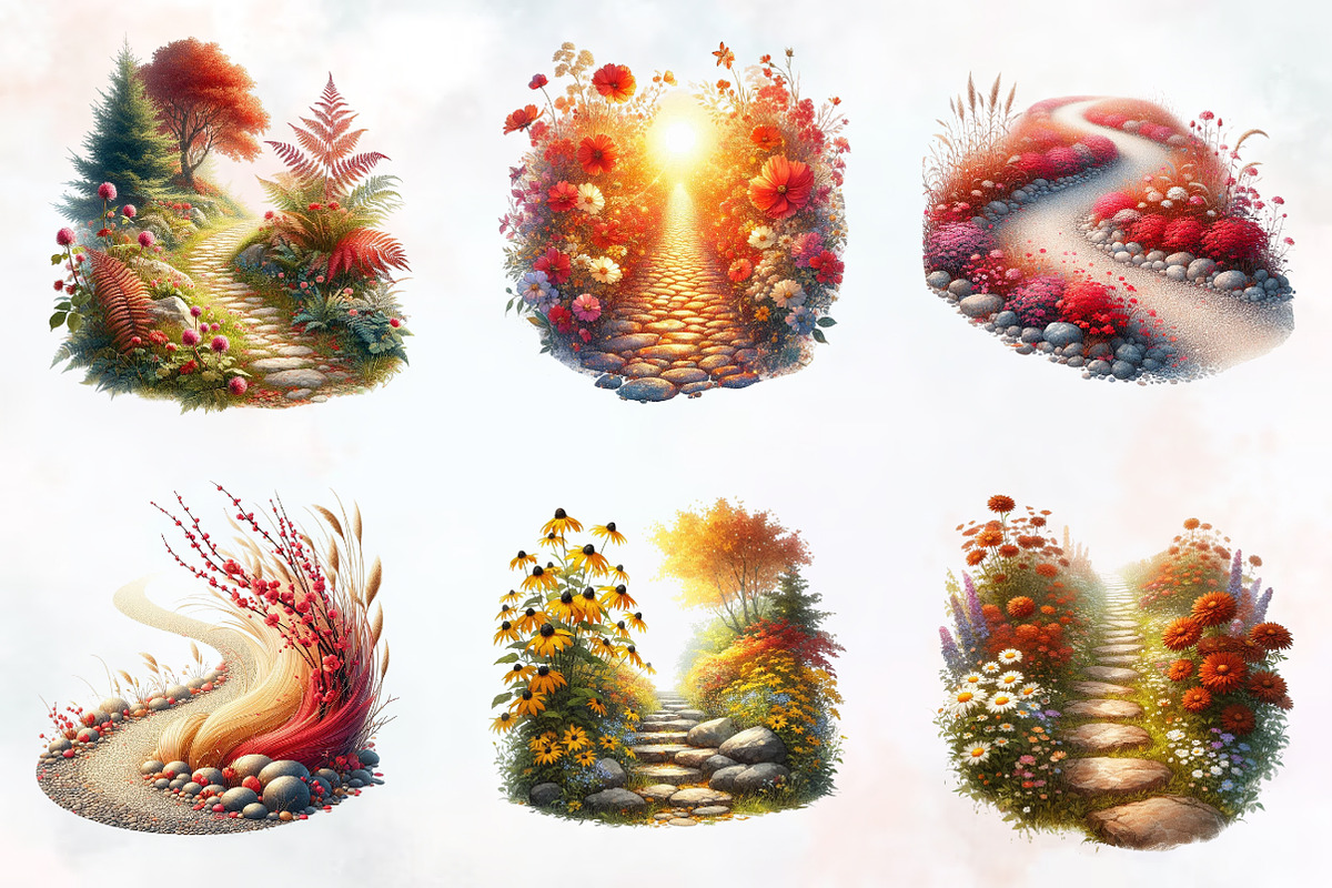 Fall Wildflowers Pathway Clipart, an Illustration by RobertsArt (Photo 4 of 6)