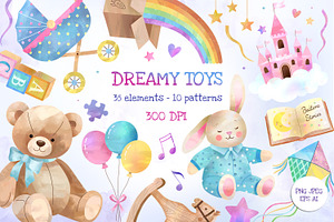 Watercolor Baby Toys Clipart, an Illustration by Hanna's ArtLab