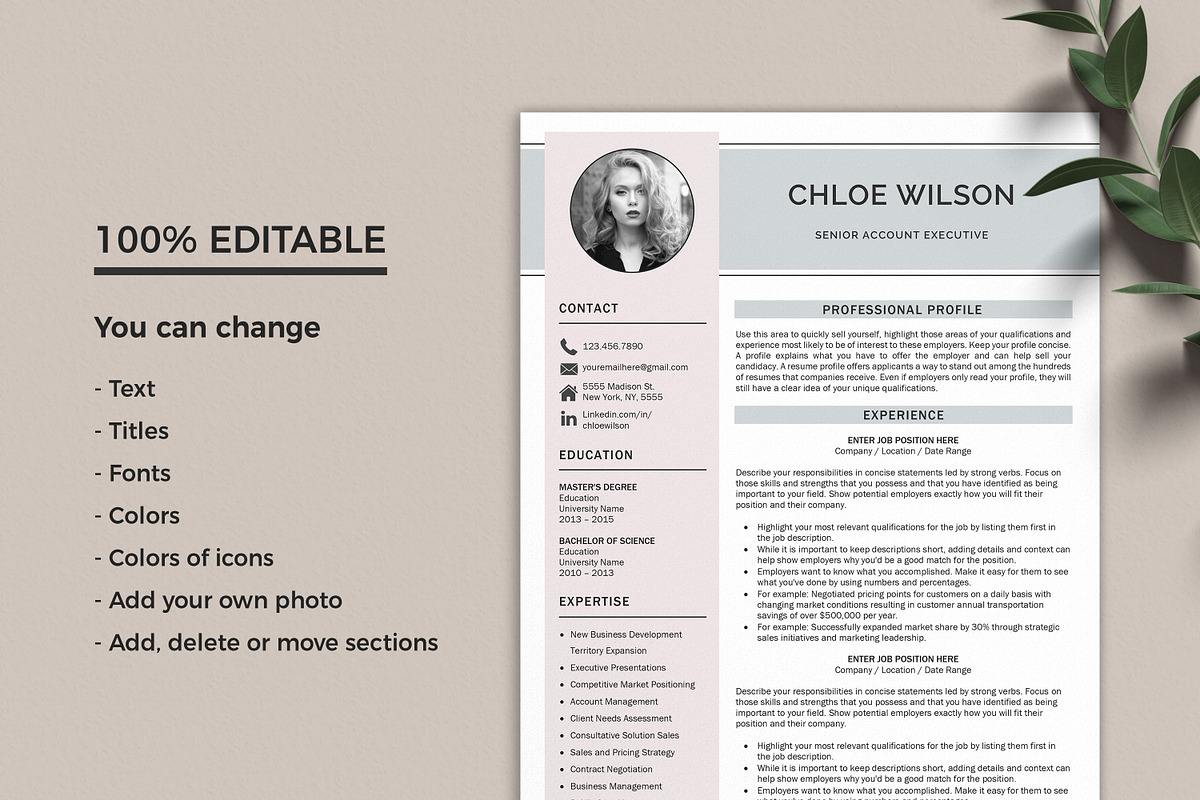 Modern Resume Template Word, a Resume Template by Klamp Studio (Photo 6 of 10)