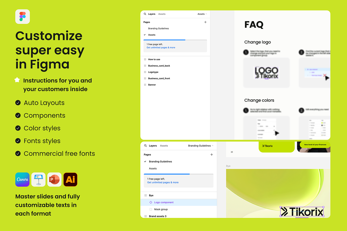 Tikorix. Brand guidelines template, a Branding & Logo Template by Brandarnia (Photo 3 of 6)